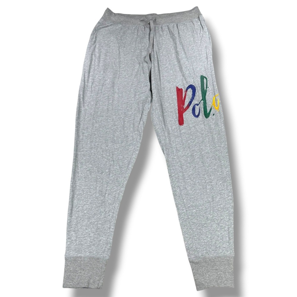 Polo Ralph Lauren Pajama Joggers Men's Size Medium M Gray Painted Script